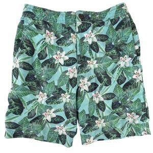 Onia Mens Tropical Floral Swim Trunks Teal Green Board Shorts Size S